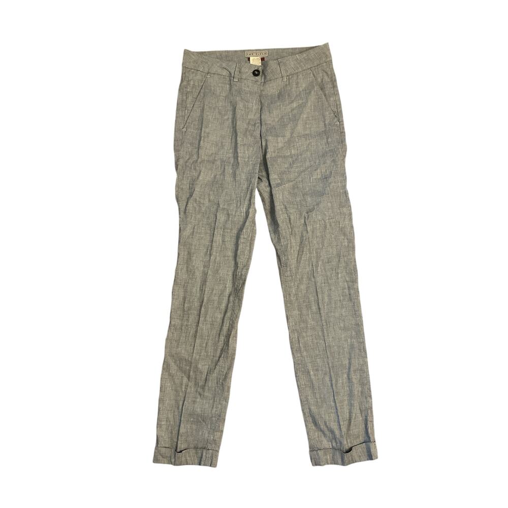 Women 4 The Field Linen High Rise Light Gray Trousers Slacks Pants Cuffed
